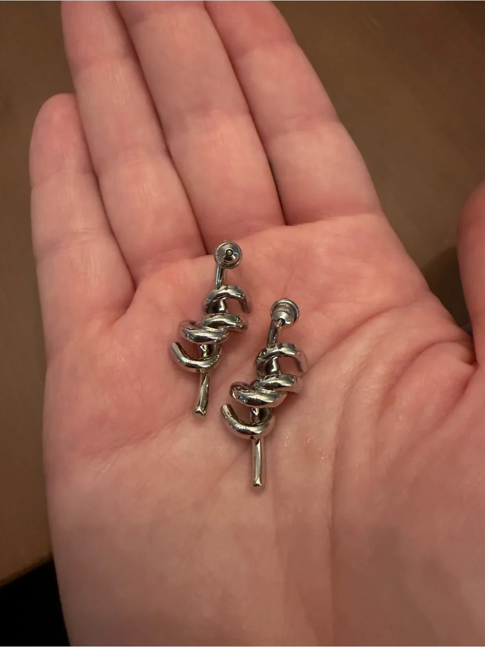 Twisted Spiral Silver Tone Earrings